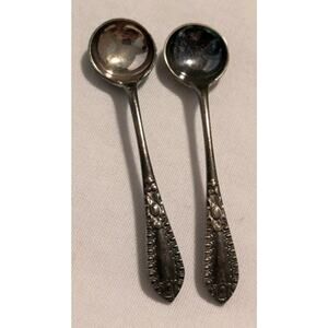 Antique Holmes, Booth & Haydens A1 Silver Salt Spoon Set Of 2 EUC